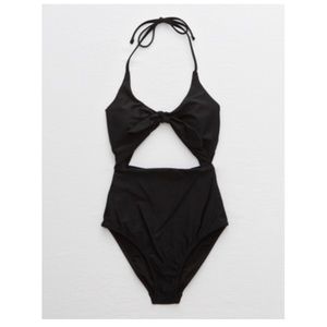 Aerie Swim Tie Cutout One Piece Swimsuit